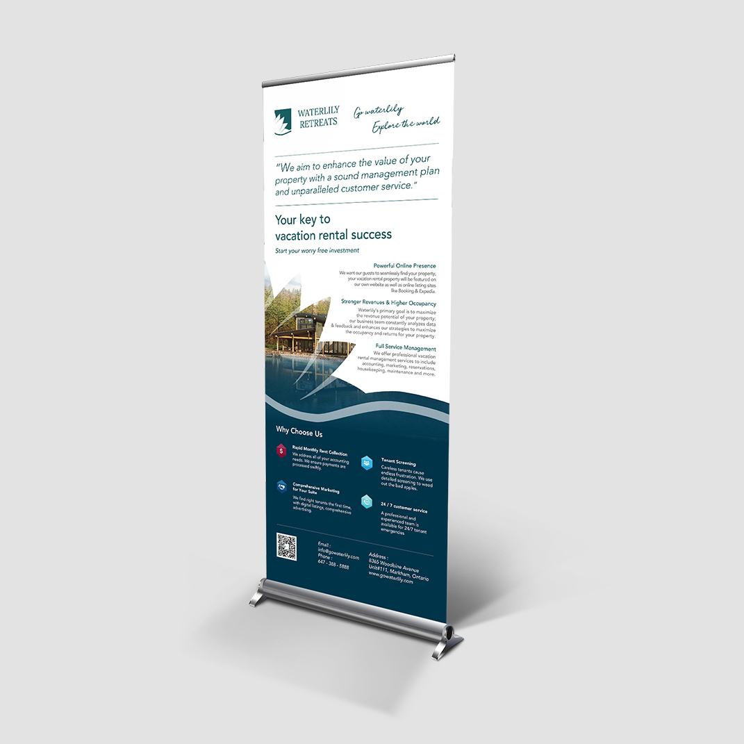 Light Waterlily Retreats roll-up banner